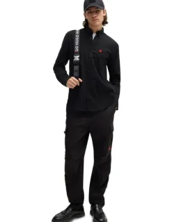 HUGO Evito Long Sleeve Shirt in Black