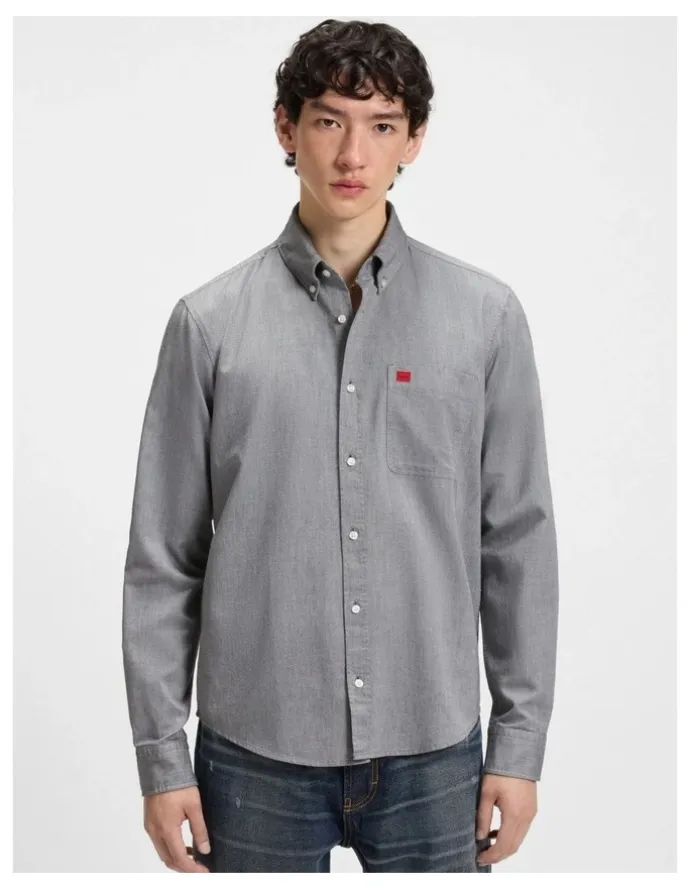 Hugo Evito Long Sleeve Shirt in Dark Green