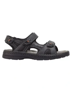 Hush Puppies Simmer Leather Sandal in Black