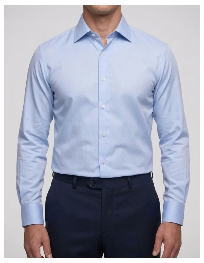 Institchu Asan Blue Herringbone Cotton Shirt