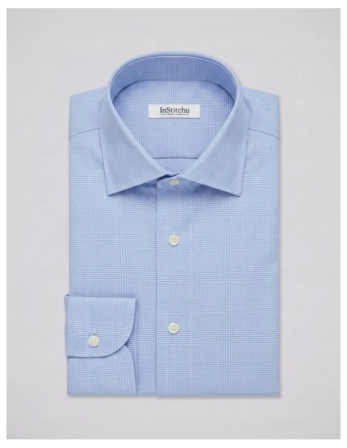 Institchu Browning Blue Glen Plaid Non-Iron Cotton Shirt