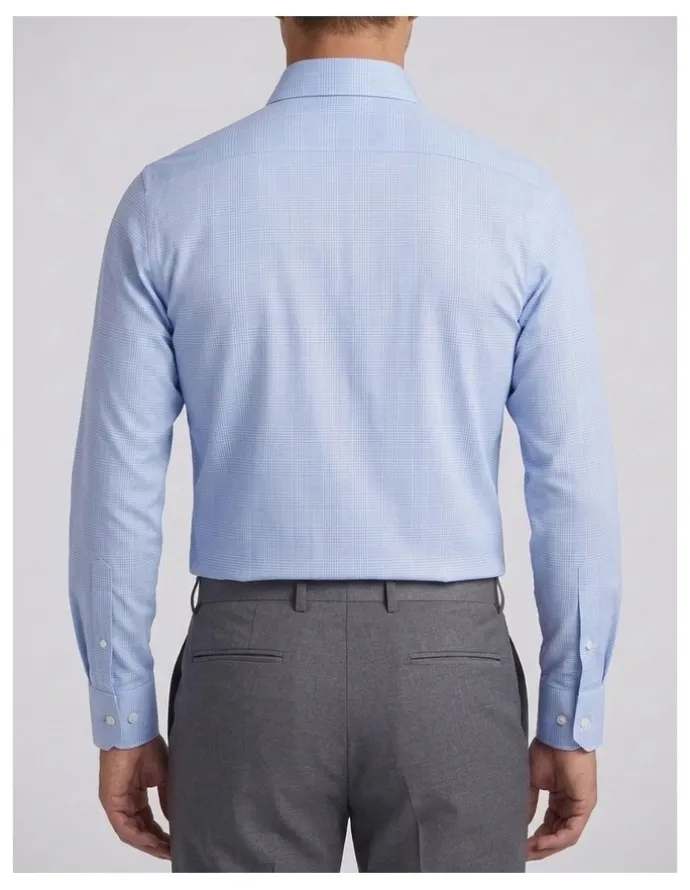 Institchu Browning Blue Glen Plaid Non-Iron Cotton Shirt