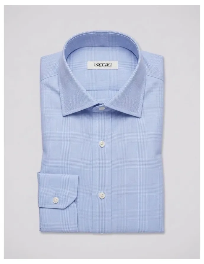 Institchu Chekhov Blue Glen Plaid Cotton Shirt