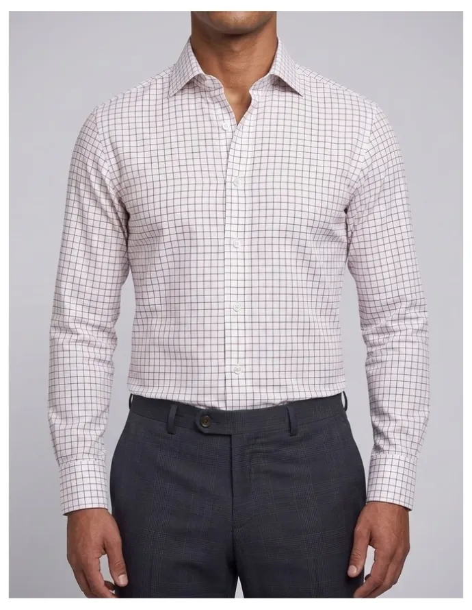 Institchu Dickinson Red Windowpane Cotton Shirt