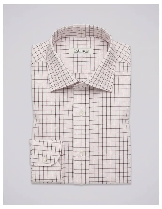 Institchu Dickinson Red Windowpane Cotton Shirt