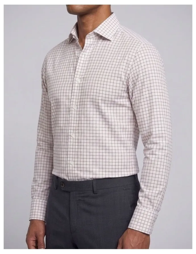 Institchu Dickinson Red Windowpane Cotton Shirt
