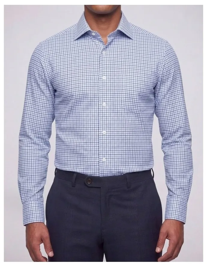 Institchu Lovecraft Blue and Navy Tattersall Cotton Shirt