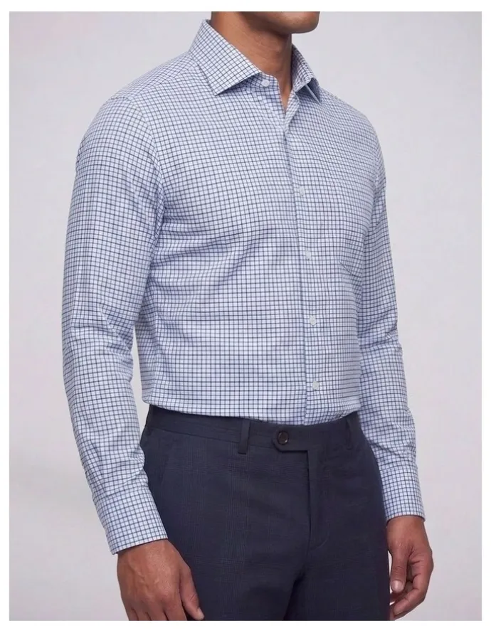 Institchu Lovecraft Blue and Navy Tattersall Cotton Shirt