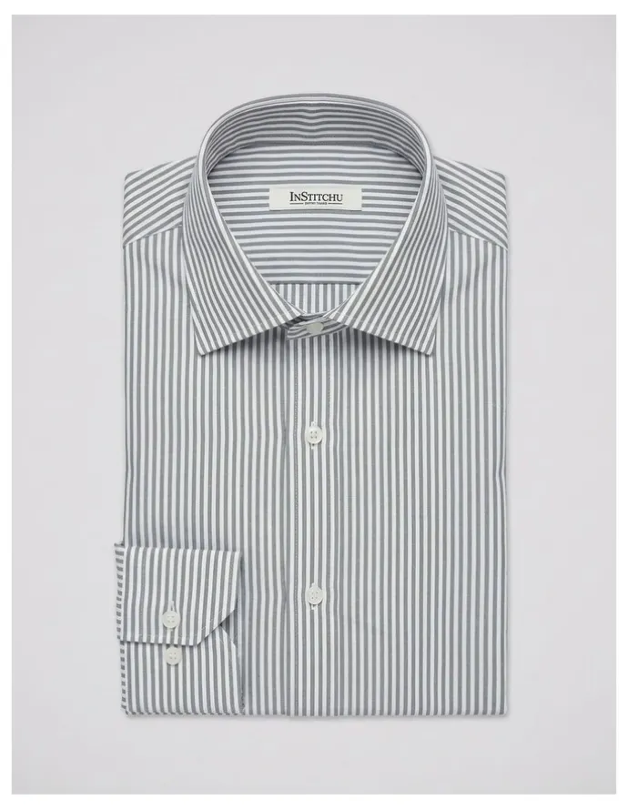 Institchu Luca Non Iron Stripe Shirt in Grey