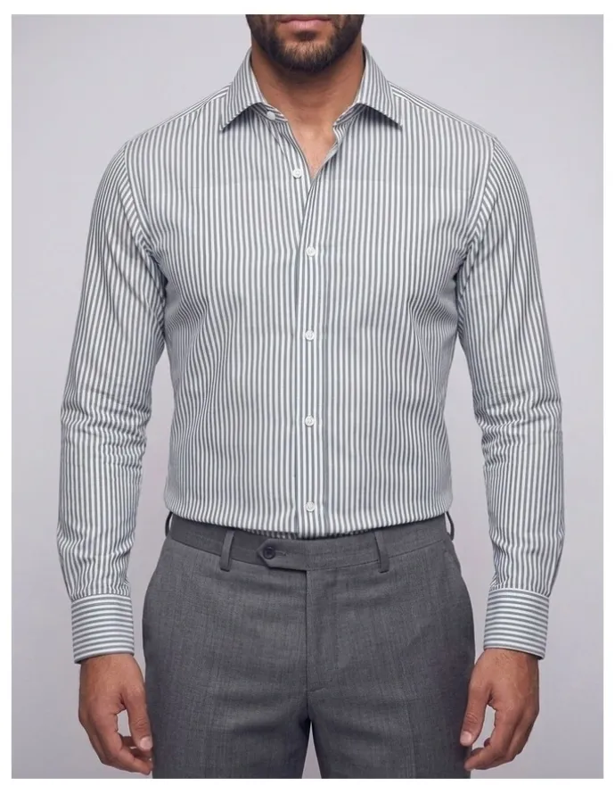 Institchu Luca Non Iron Stripe Shirt in Grey