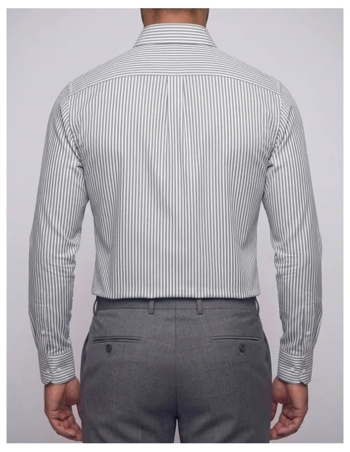 Institchu Luca Non Iron Stripe Shirt in Grey