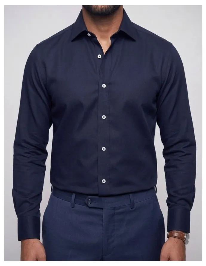 Institchu Marco Navy Twill Cotton Shirt