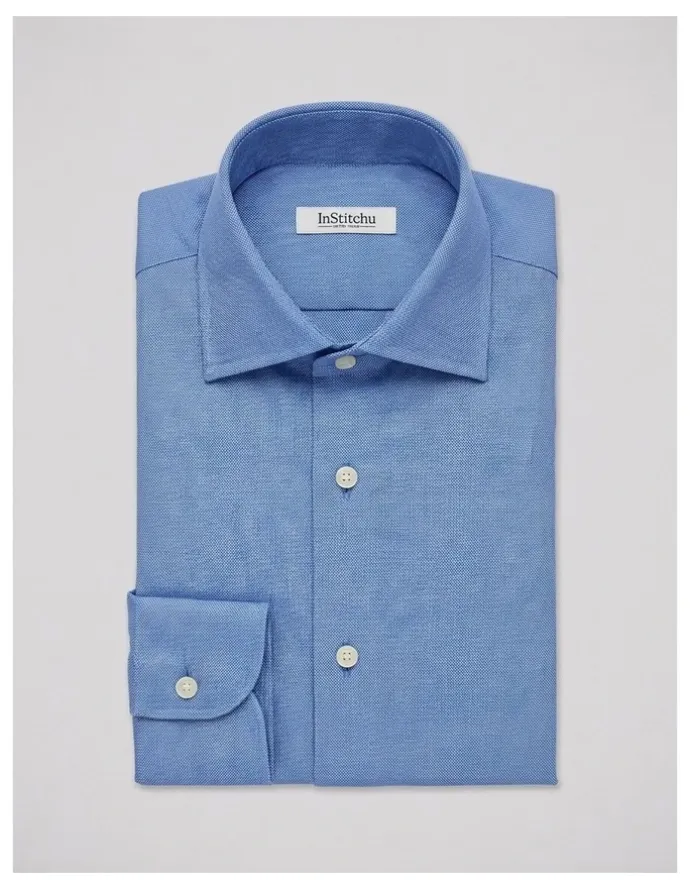 Institchu Stevenson Blue Textured Cotton Shirt