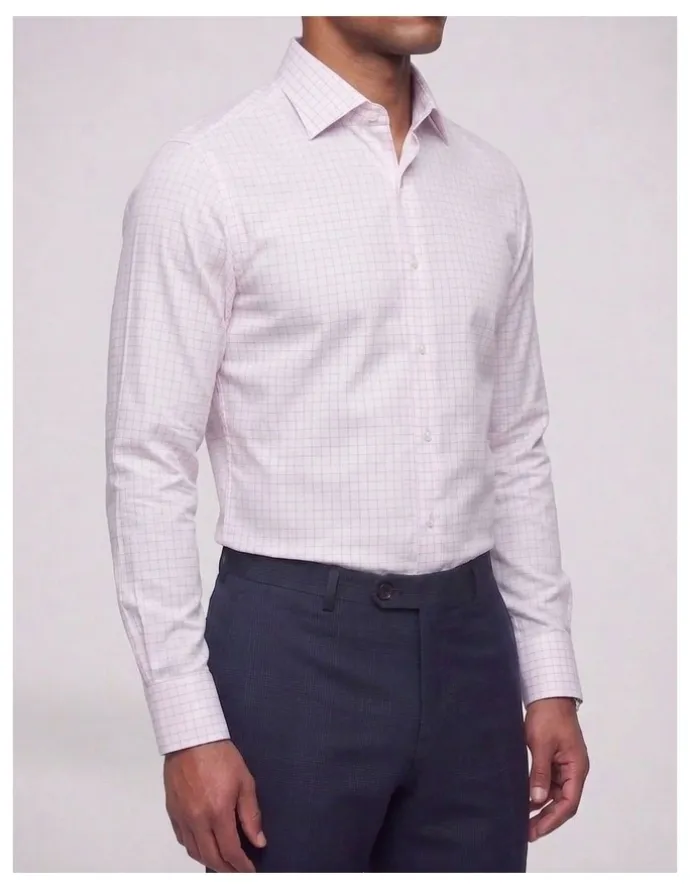 Institchu Wilde Pink Windowpane Cotton Shirt