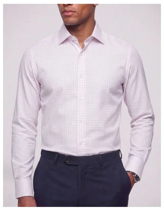 Institchu Wilde Pink Windowpane Cotton Shirt