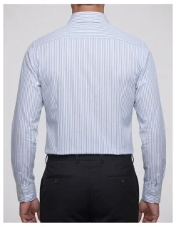 Institchu Wilton Non Iron Stripe Shirt in Baby Blue