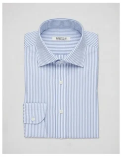 Institchu Wilton Non Iron Stripe Shirt in Baby Blue