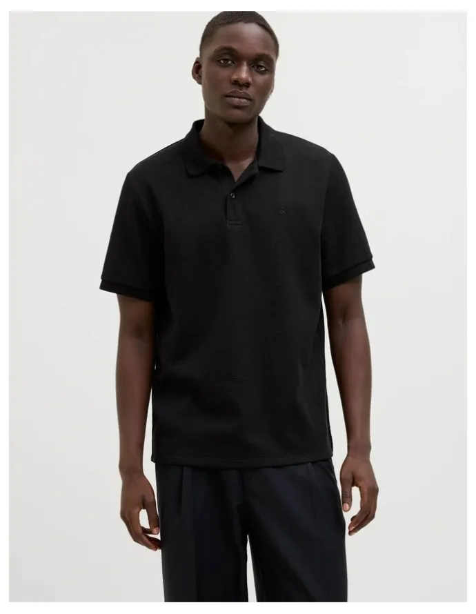 Jack & Jones Eaustin Short Sleeved Polo in Black