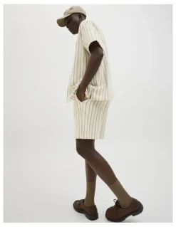 Jack & Jones JPSTJAIDEN COBA Stripe Jog Shorts in Cedar