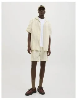 Jack & Jones JPSTJAIDEN COBA Stripe Jog Shorts in Cedar