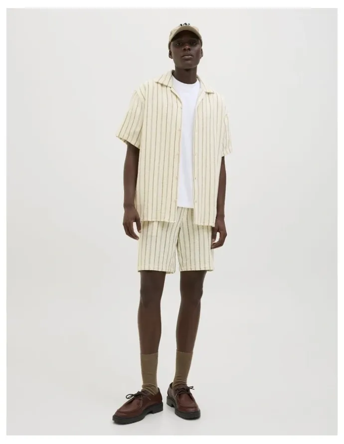 Jack & Jones JPSTJAIDEN COBA Stripe Jog Shorts in Cedar