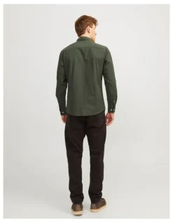Jack & Jones Oxford Long Sleeve Shirt in Forest Night