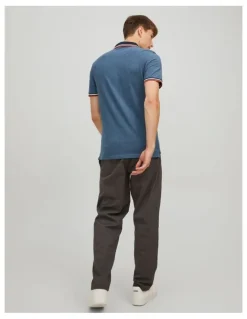 Jack & Jones Paulos Short Sleeve Polo Shirt in Denim Blue