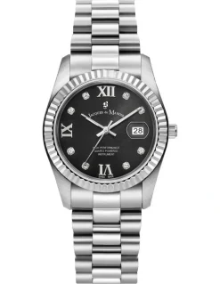 Jacques Du Manoir Swiss Inspiration Roman Strap Watch 34mm in Silver