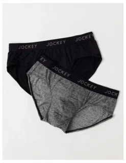 Jockey Comfort Classics Microfibre Marle Pack of 2 Briefs in Black