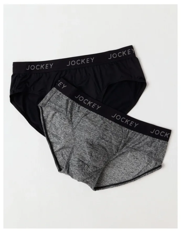 Jockey Comfort Classics Microfibre Marle Pack of 2 Briefs in Black