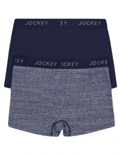 Jockey Comfort Classics Microfibre Marle Trunks Pack Of 2 in Navy