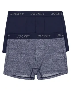Jockey Comfort Classics Microfibre Marle Trunks Pack Of 2 in Navy