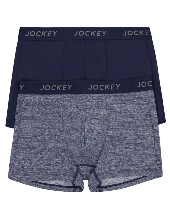 Jockey Comfort Classics Microfibre Marle Trunks Pack Of 2 in Navy