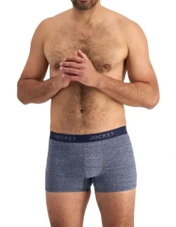 Jockey Comfort Classics Microfibre Marle Trunks Pack Of 2 in Navy