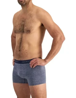 Jockey Comfort Classics Microfibre Marle Trunks Pack Of 2 in Navy