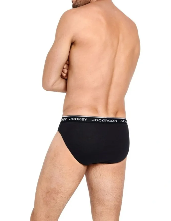 Jockey Cotton Briefs 4 Pack in Black/Grey
