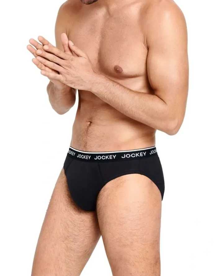 Jockey Cotton Briefs 4 Pack in Black/Grey