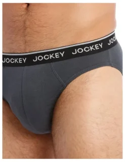 Jockey Cotton Briefs 4 Pack in Black/Grey