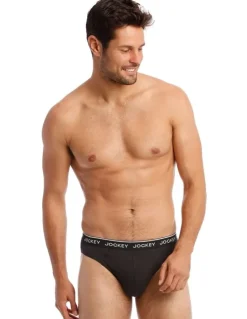 Jockey Cotton Briefs 4 Pack in Black/Grey