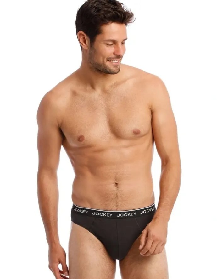 Jockey Cotton Briefs 4 Pack in Black/Grey