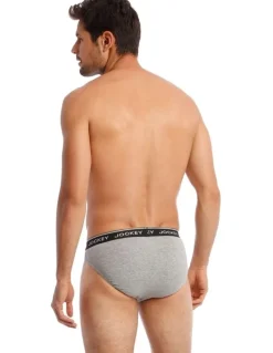 Jockey Cotton Briefs 4 Pack in Black/Grey