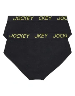Jockey Performance Active Brief Cotton 2 Pack in Black