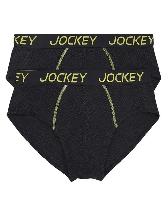 Jockey Performance Active Brief Cotton 2 Pack in Black