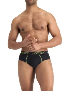 Jockey Performance Active Brief Cotton 2 Pack in Black