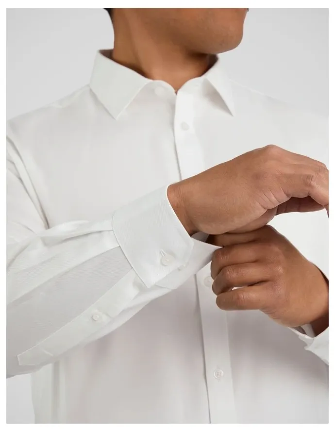 Johnny Bigg Ace Easycare Twill Dress Shirt in White