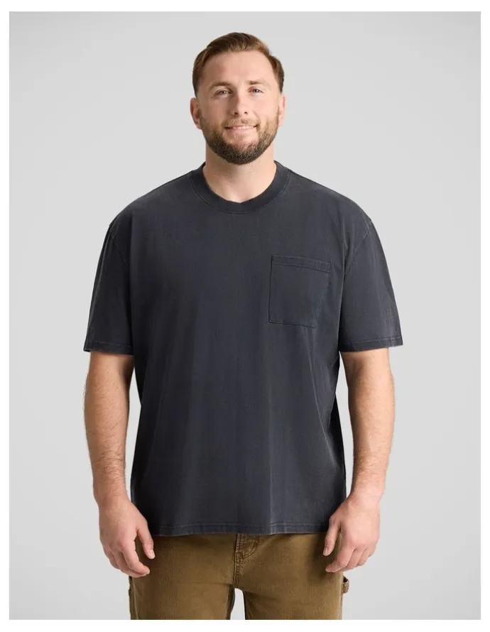 Johnny Bigg Acid Wash Relaxed Fit Tee in Washed Black