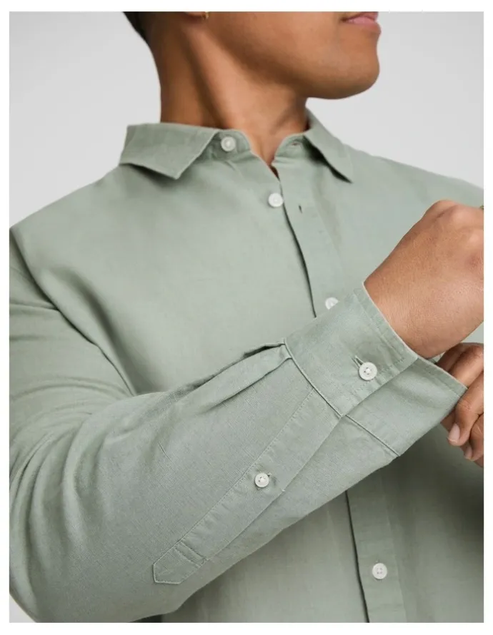 Johnny Bigg Anders Linen Shirt in Sage