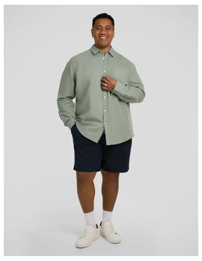 Johnny Bigg Anders Linen Shirt in Sage