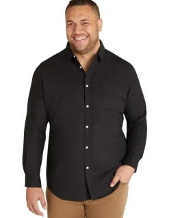 Johnny Bigg Anders Linen Blend Shirt in Black
