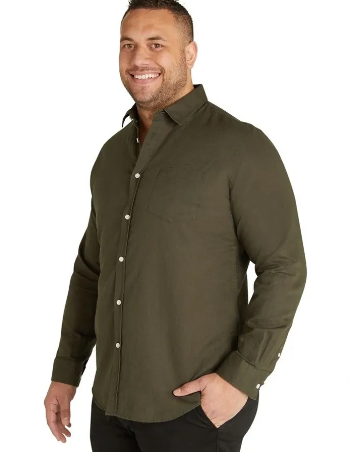 Johnny Bigg Anders Linen Shirt in Olive